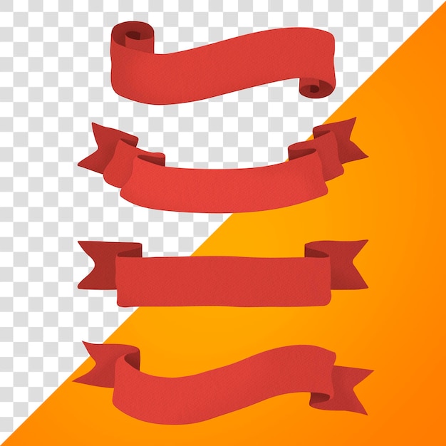 Red paper ribbon banner design element collection