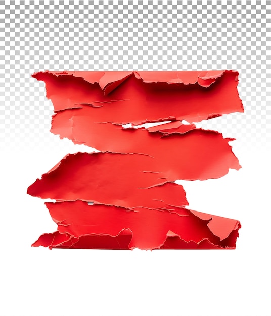 Red Paper Tear on Transparent Isolated Image