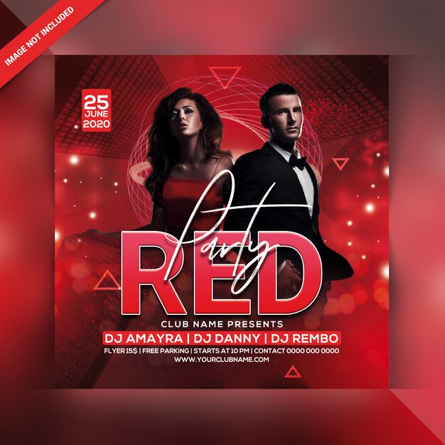 PSD red party flyer