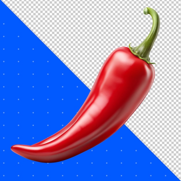 Red pepper with a green stem isolated PNG Image on transparent Background