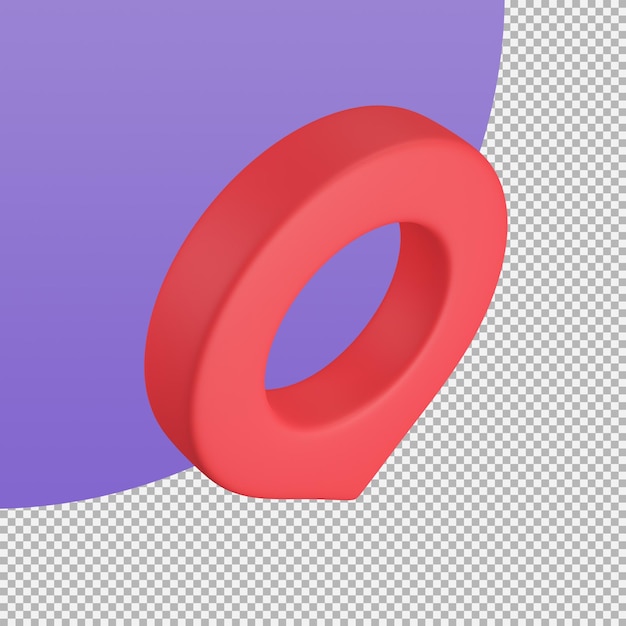 Red pin for pointing the destination on the map 3d illustration with clipping path