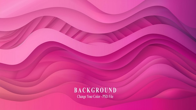 PSD red and pink gradient background with wave line vector presentation template for business