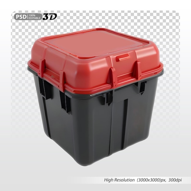 a red plastic container with the number 35 on it