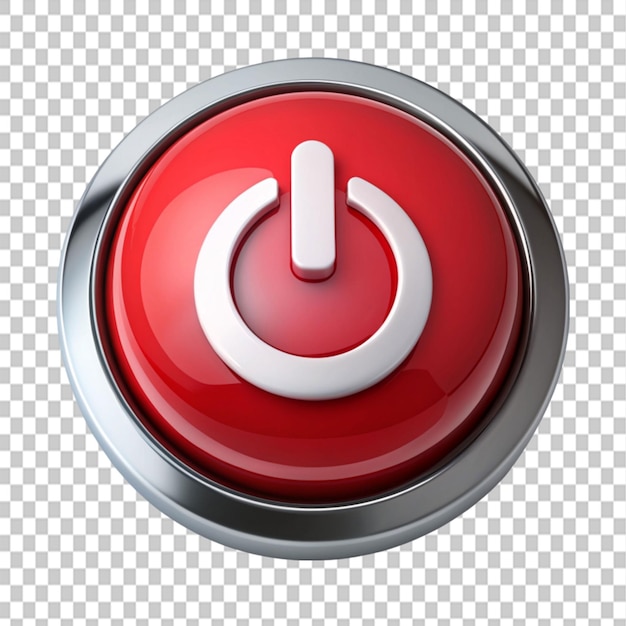 red power button on transparent background