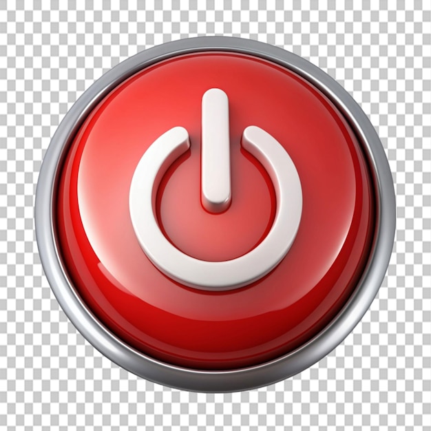 PSD red power button on transparent background