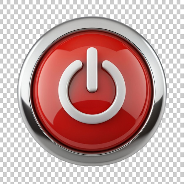 PSD red power button on transparent background