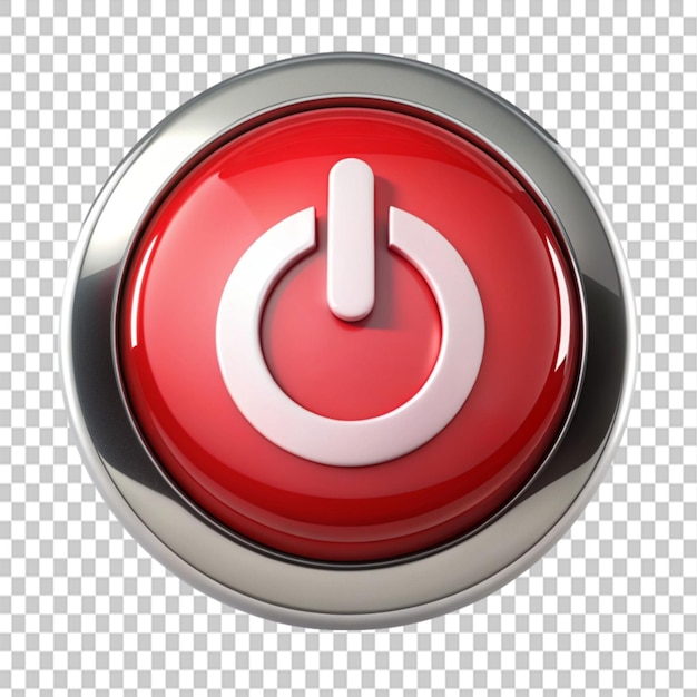 PSD red power button on transparent background