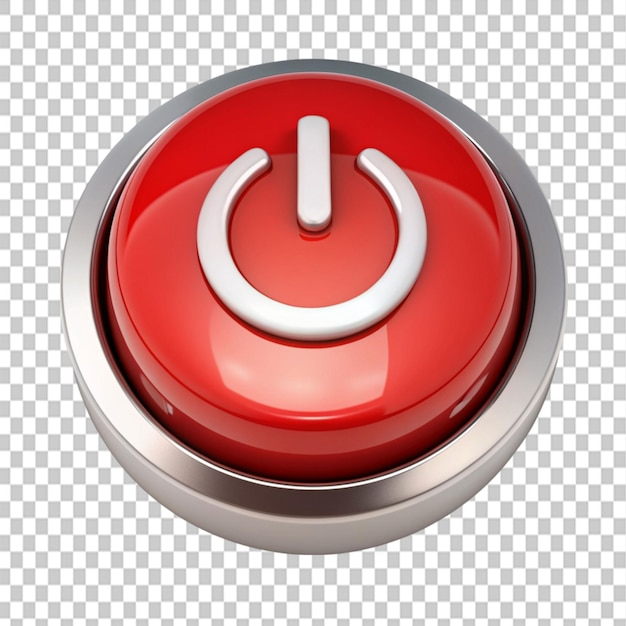 red power button on transparent background