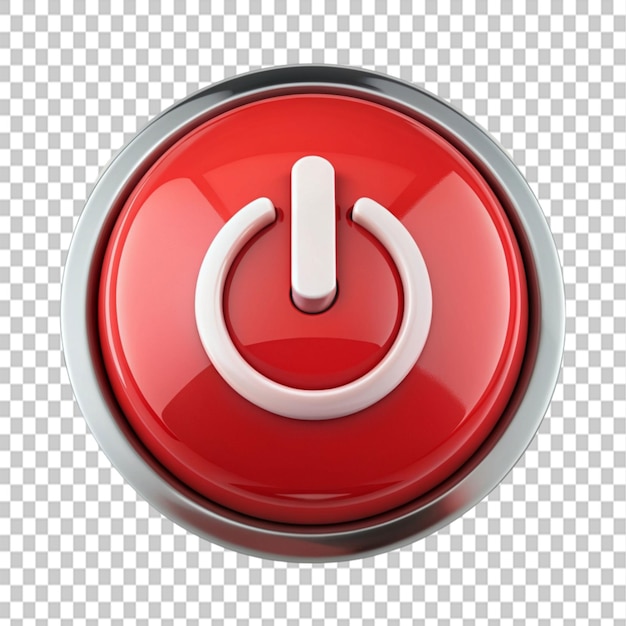 PSD red power button on transparent background