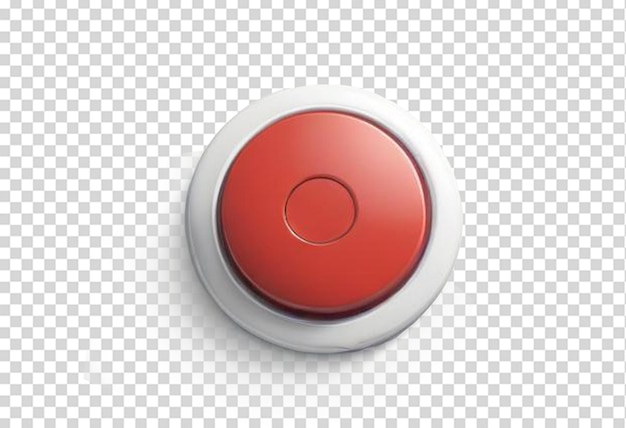 PSD red push button isolated on transparent background