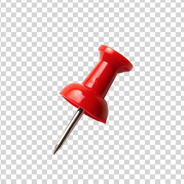 Red push pin isolated on transparent background