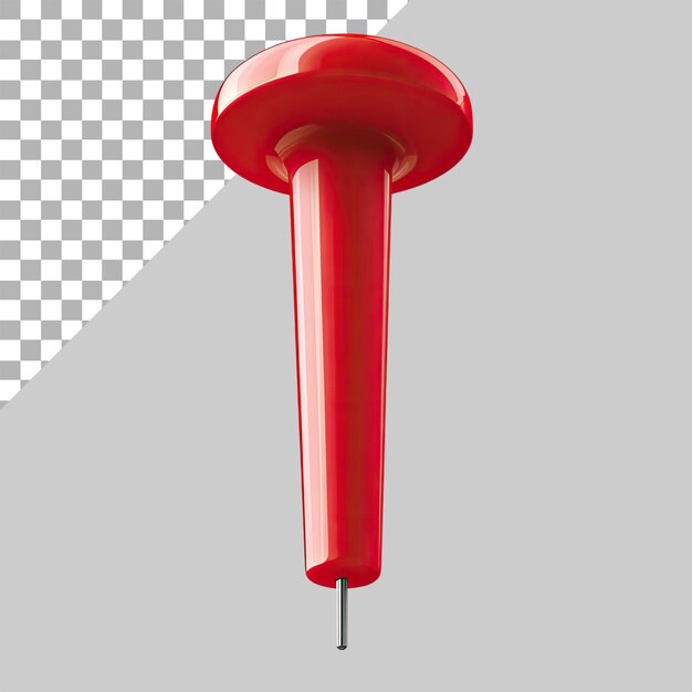 PSD a red push pin in the style of clip art on a transparent background