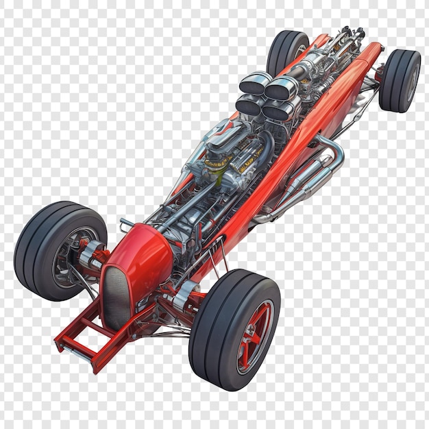 PSD red race car with exposed engine