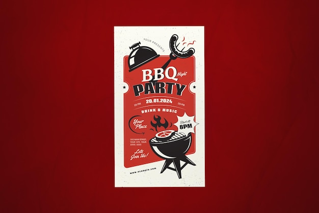 Red Retro BBQ Night Party Instagram Story