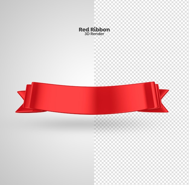 Red Ribbon 3D Render Isolated for Social Media