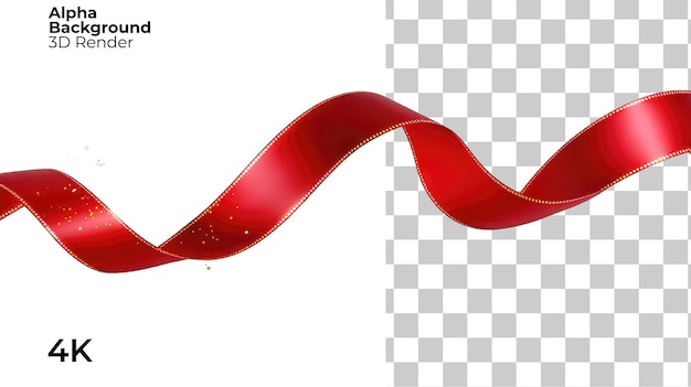 Red ribbon for birthday isolated transparent Background PNG