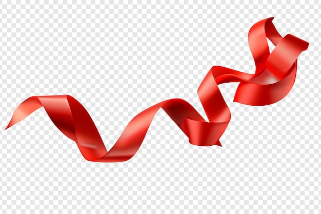 red ribbon bow isolated on transparent background