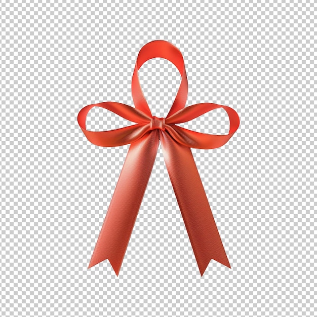 red ribbon and bow isolated on transparent background