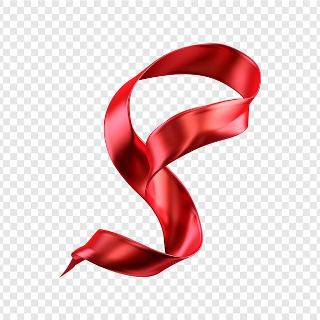 Red ribbon isolated on transparent background