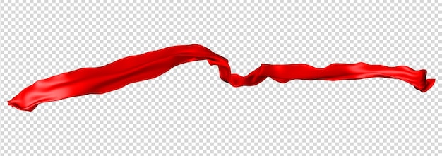 Red ribbon silk cloth fly cloth floating fabric background 3d rendering