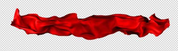 Red ribbon silk cloth fly cloth floating fabric background 3d rendering