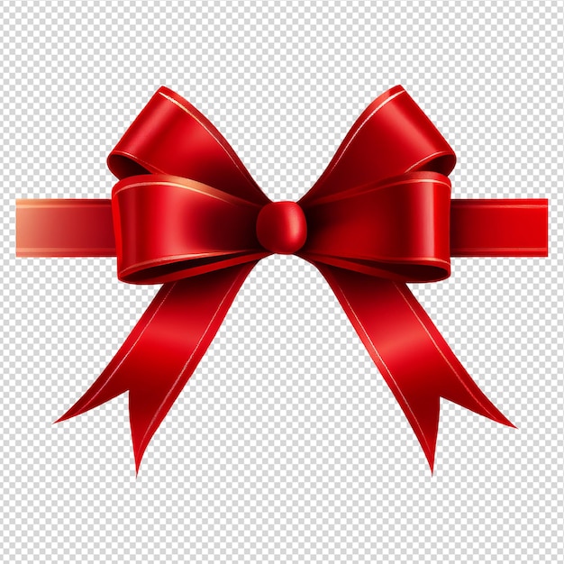 A red ribbon with a bow on it