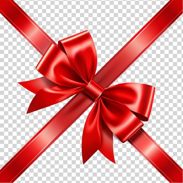 Red ribbon with bows on transparent background