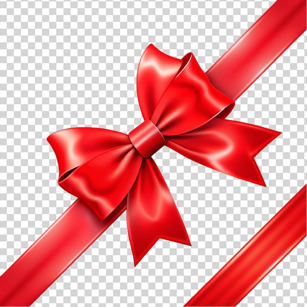 Red ribbon with bows on transparent background