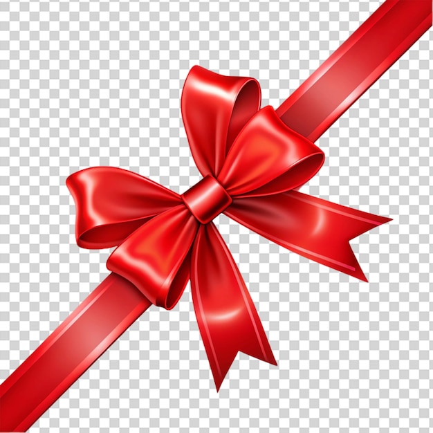 PSD red ribbon with bows on transparent background