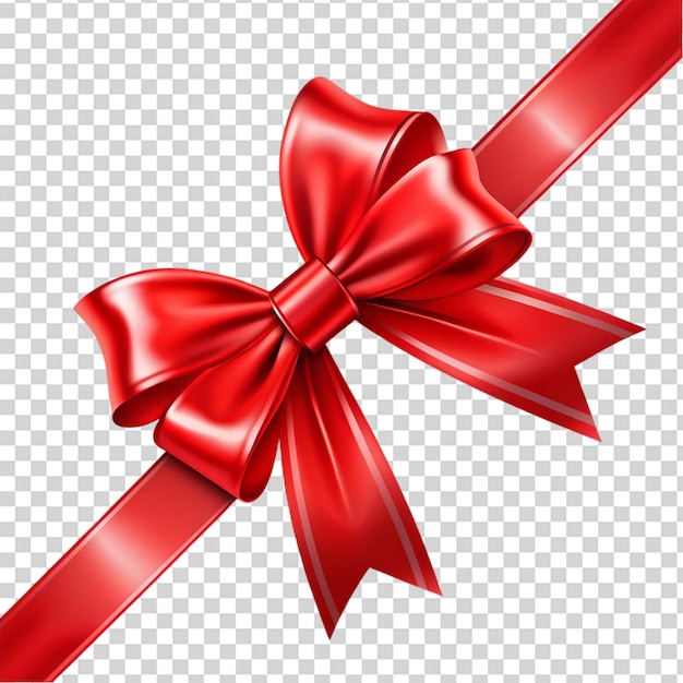 Red ribbon with bows on transparent background