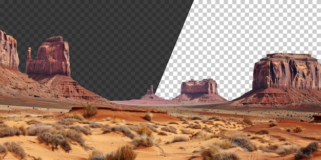 Red rock formations in monument valley national park arizona cut out stock png