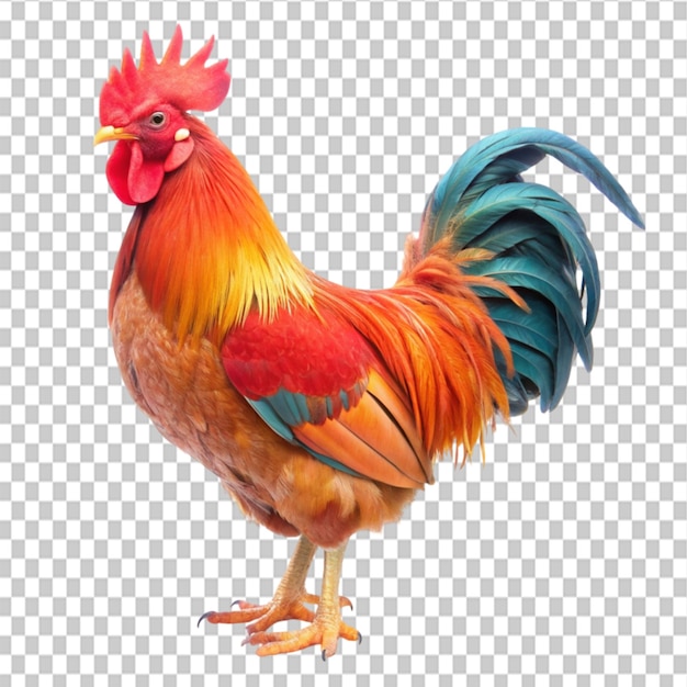 PSD red rooster on transparent background