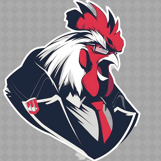 PSD a red rooster with a red logo on it