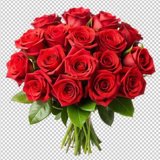 PSD red rose bouquet isolated on transparent background