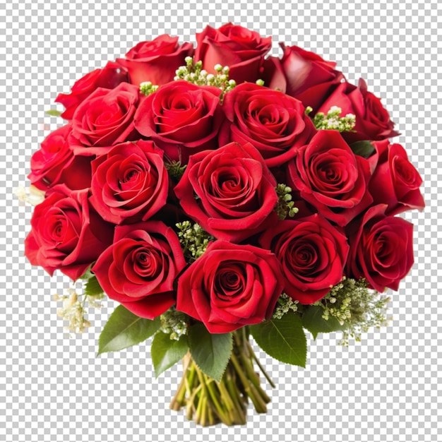 PSD red rose bouquet standalone on clear background