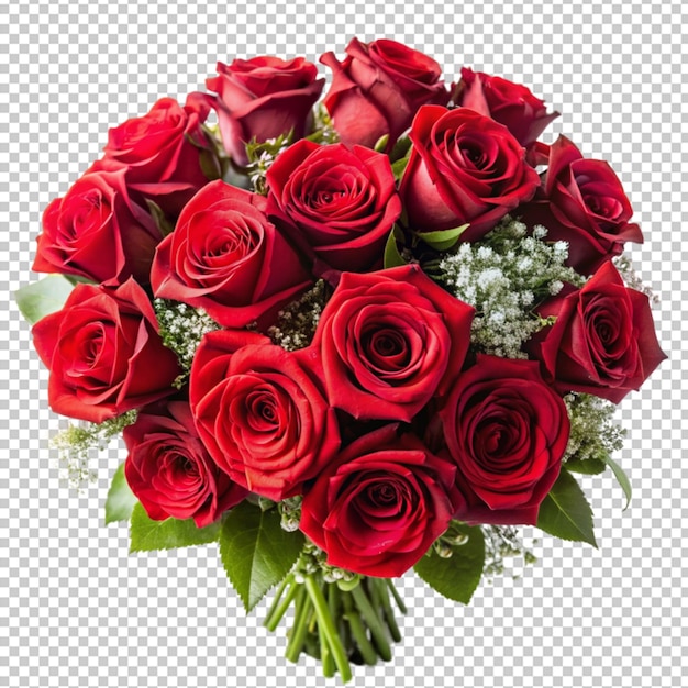 PSD red rose bouquet standalone on clear background