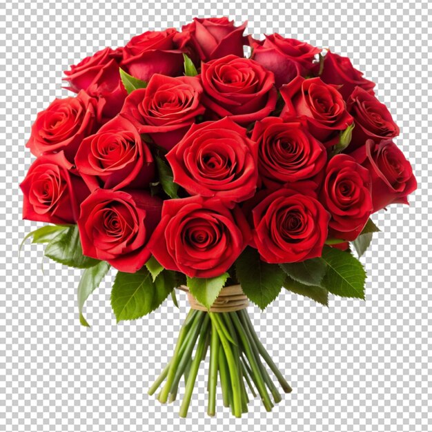 PSD red rose bouquet standalone on clear background