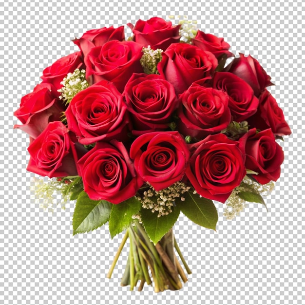 PSD red rose bouquet standalone on clear background