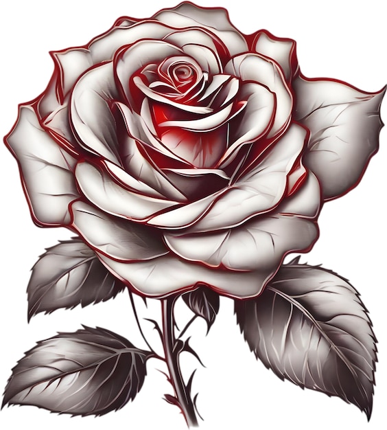 Red rose painting in full bloom red rose tattoo Rose illustration