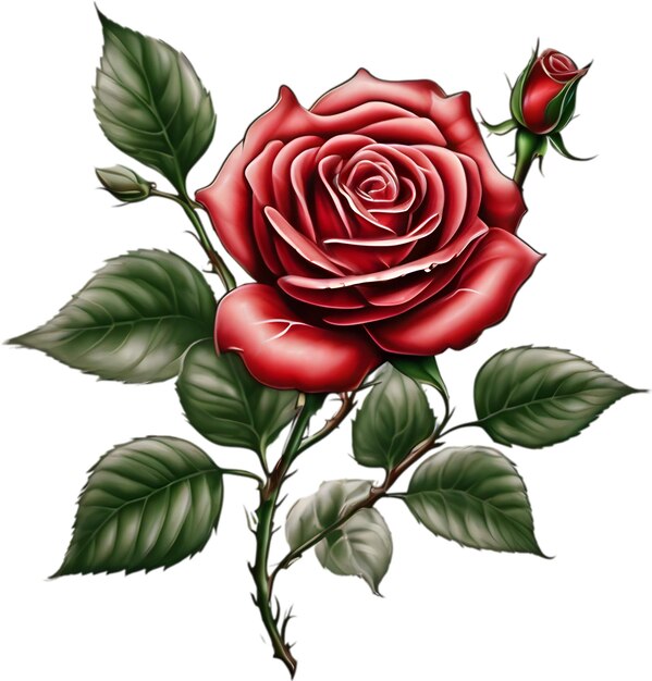 Red rose painting in full bloom red rose tattoo Rose illustration