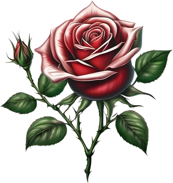 Red rose painting in full bloom red rose tattoo Rose illustration