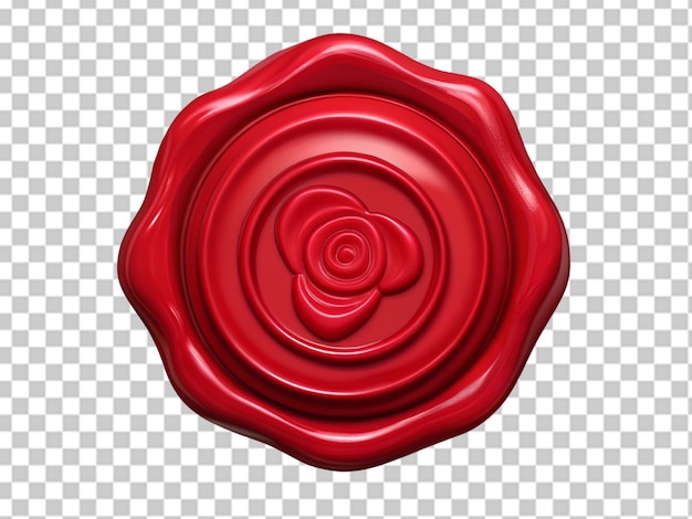 PSD red rose seal wax stamp on white background