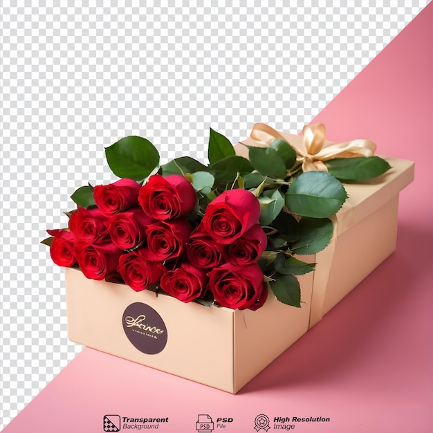 Red roses in a deluxe gift box isolated