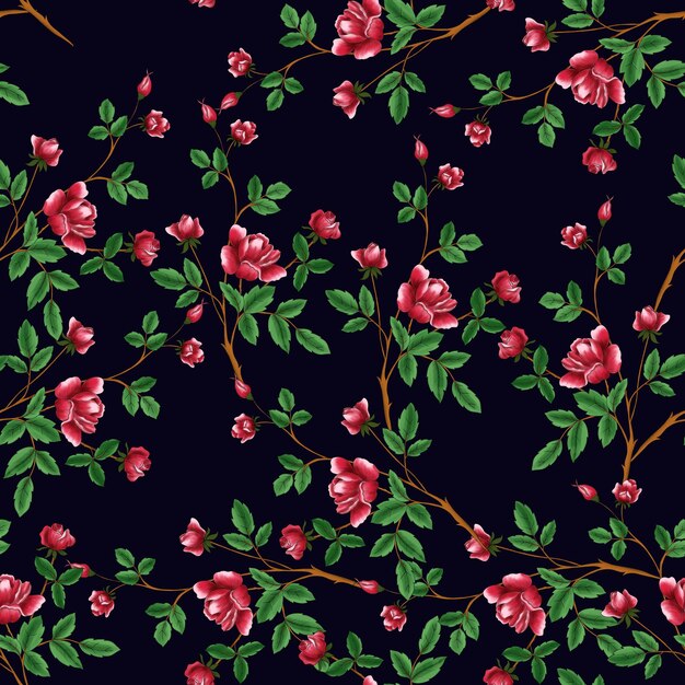 PSD red roses seamless pattern