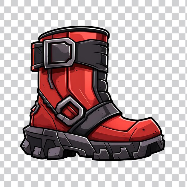 PSD a red samurai boot with dark grey icon game assets