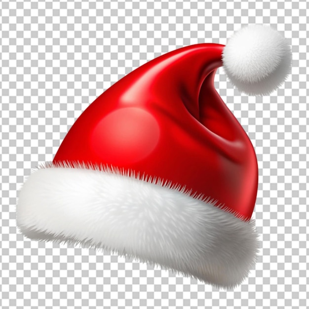 PSD a red santa hat with a white cap on a transparent background