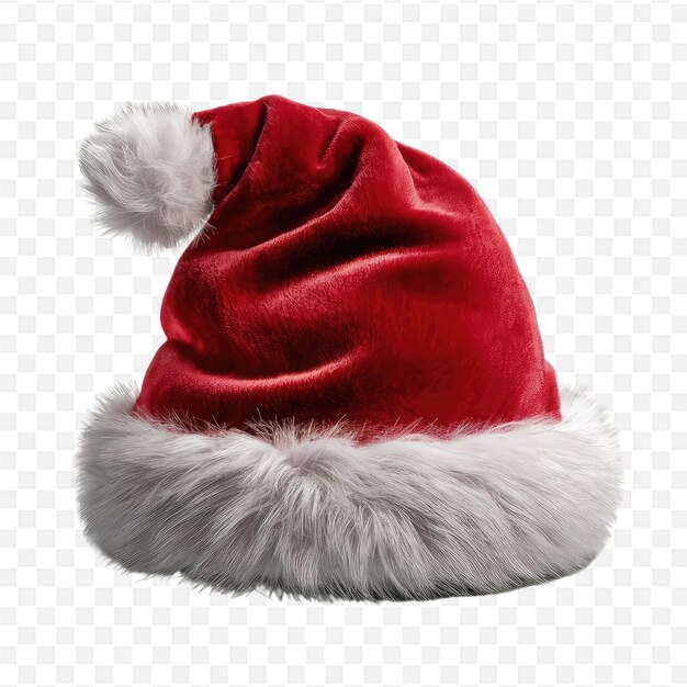 PSD a red santa hat with a white hat on a transparent background