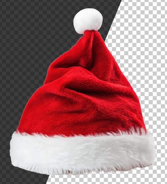 Red Santa hat with white trim and pom pom cut out stock png