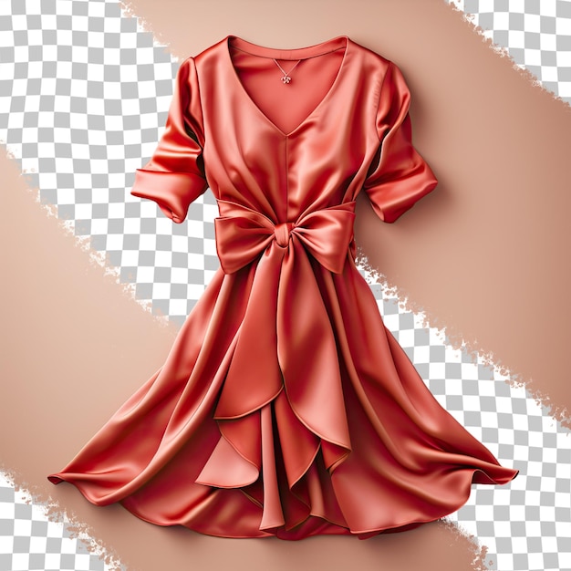 Red satin nightgown for women solo against transparent background