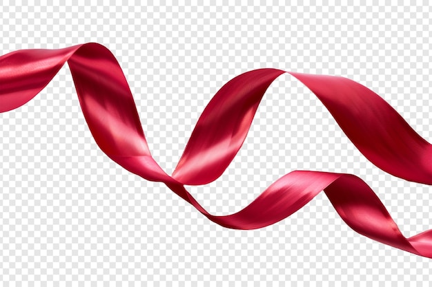 PSD red satin ribbon isolated on transparent background